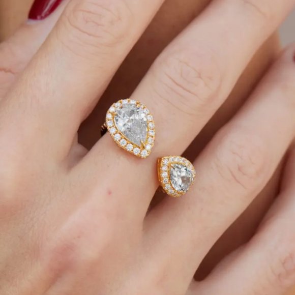 SAVVY CIE JEWELS CZ Bypass Ring 7 - Picture 1 of 8